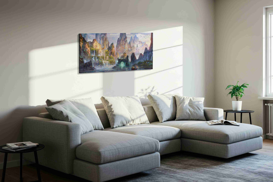 Whispers of the Enchanted Valley fantasy canvas print, gallery-wrapped, ready to hang — view 3