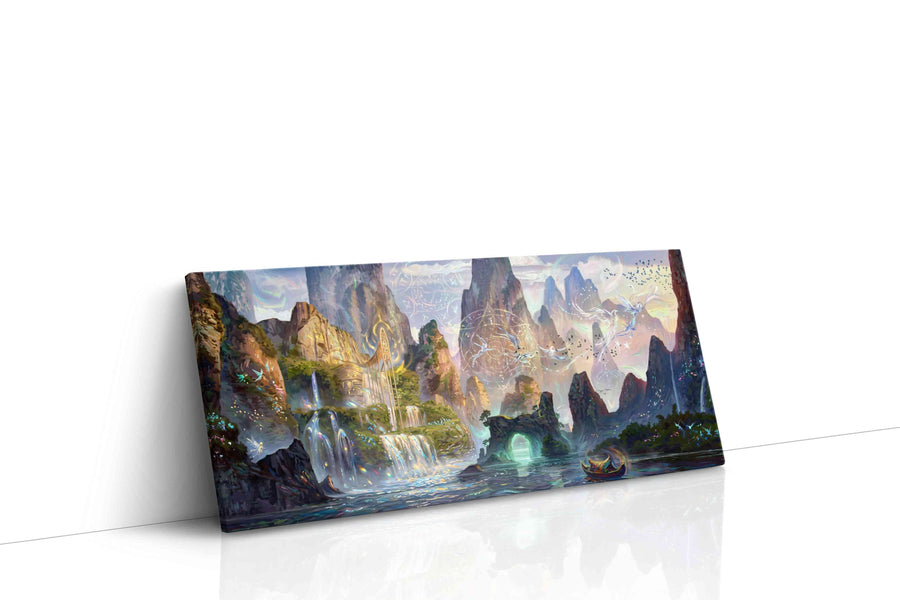 Whispers of the Enchanted Valley fantasy canvas print gallery-wrapped landscape canvas studio shot