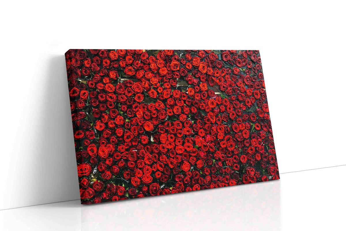 Crimson Symphony floral canvas print, gallery-wrapped, ready to hang