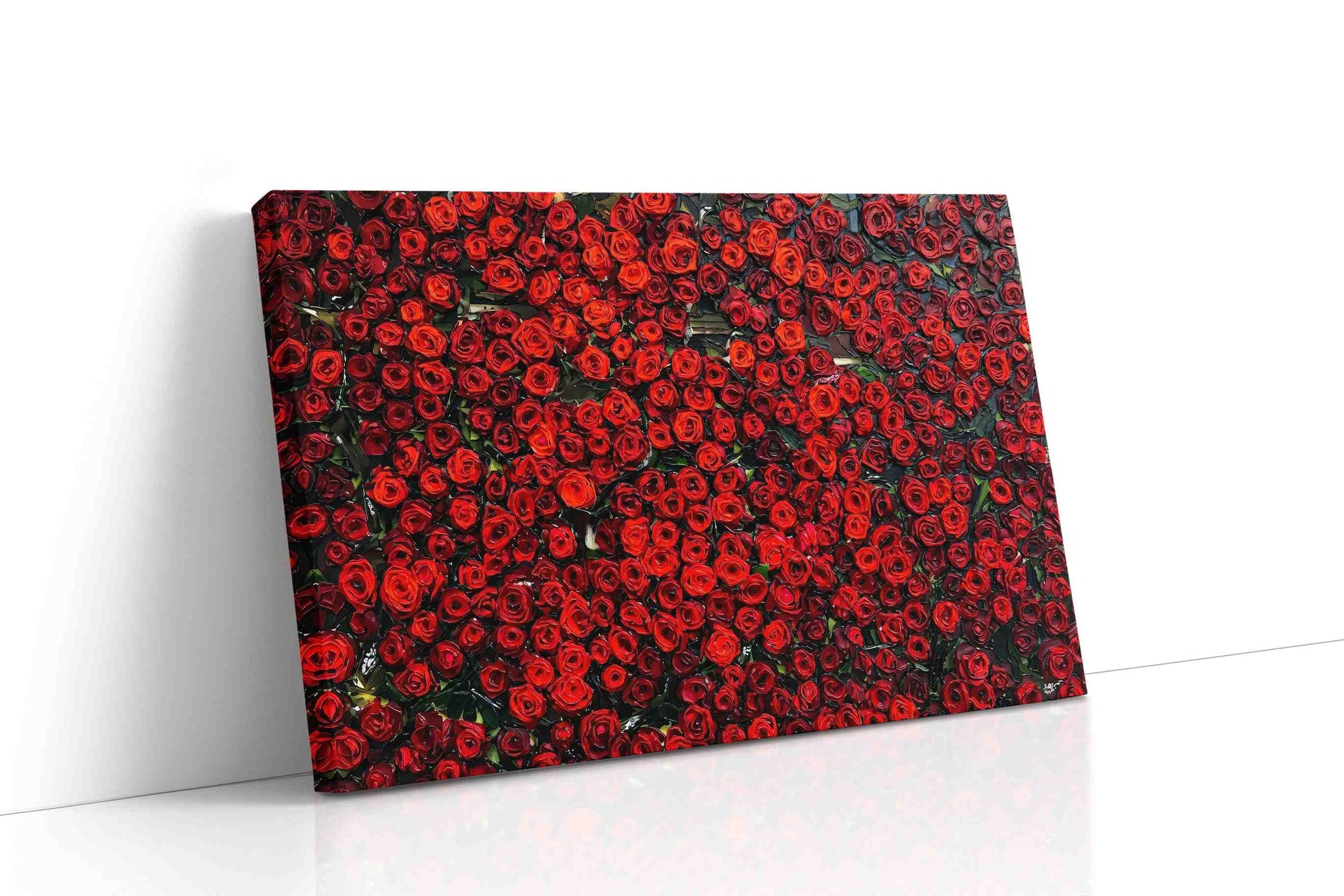 Crimson Symphony floral canvas print, gallery-wrapped, ready to hang