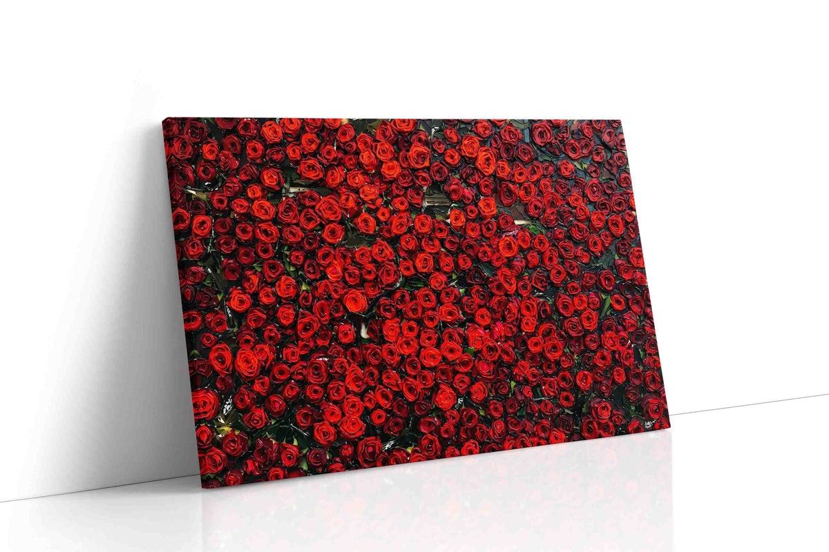 Crimson Symphony floral canvas print gallery-wrapped landscape canvas studio shot