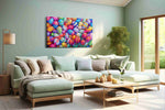 Easter Whirl and Bloom floral canvas print, hanging on wall
