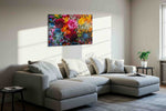Eternal Blossom Symphony floral canvas print, displayed in a living room