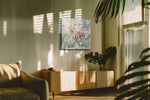 Ethereal Garden Symphony floral canvas print in a hung canvas mockup