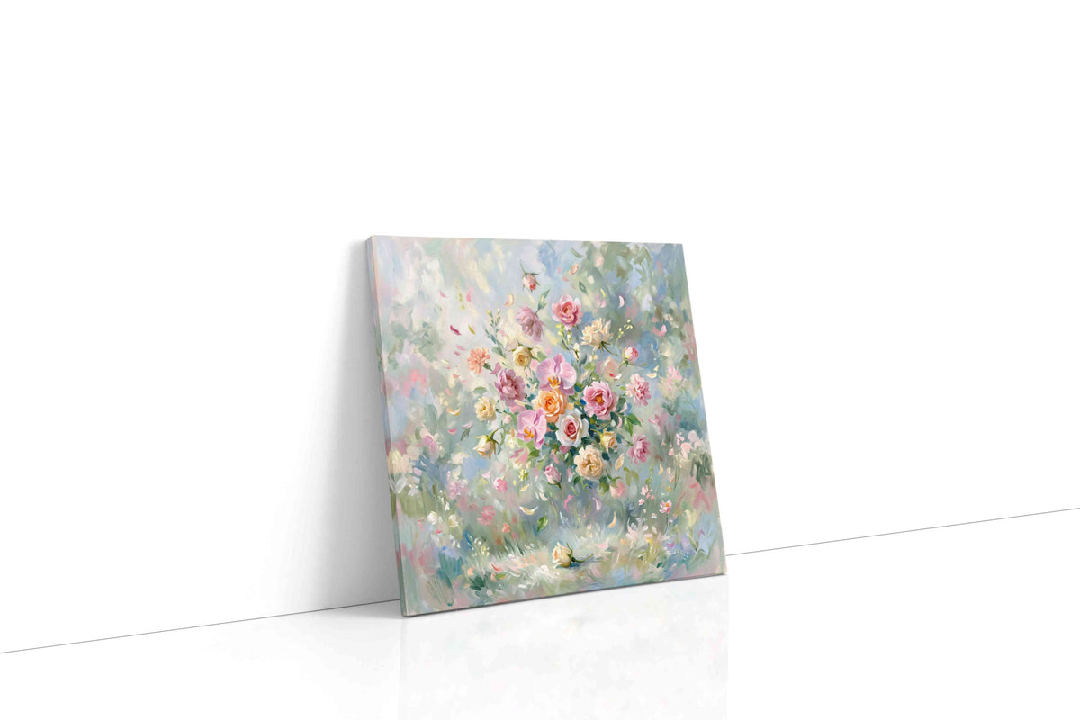 Ethereal Garden Symphony floral canvas print gallery-wrapped square canvas studio shot