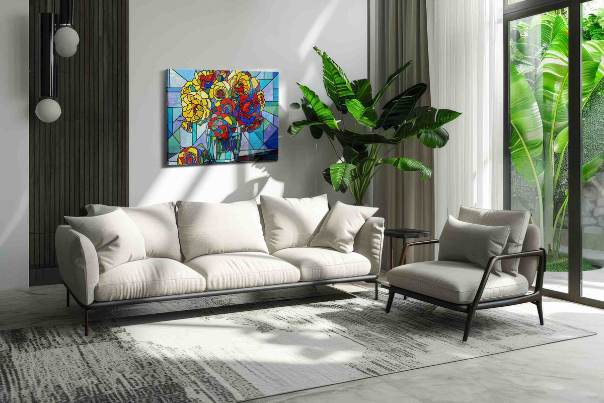 Kaleidoscope Blooms floral canvas print, on wall, lifestyle preview
