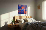 Geometric Symphony in Blue and Coral geometric canvas print, gallery-wrapped, ready to hang — view 3