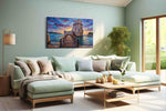 Twilight at the Castle Tower landmarks canvas print shown in a wall scene
