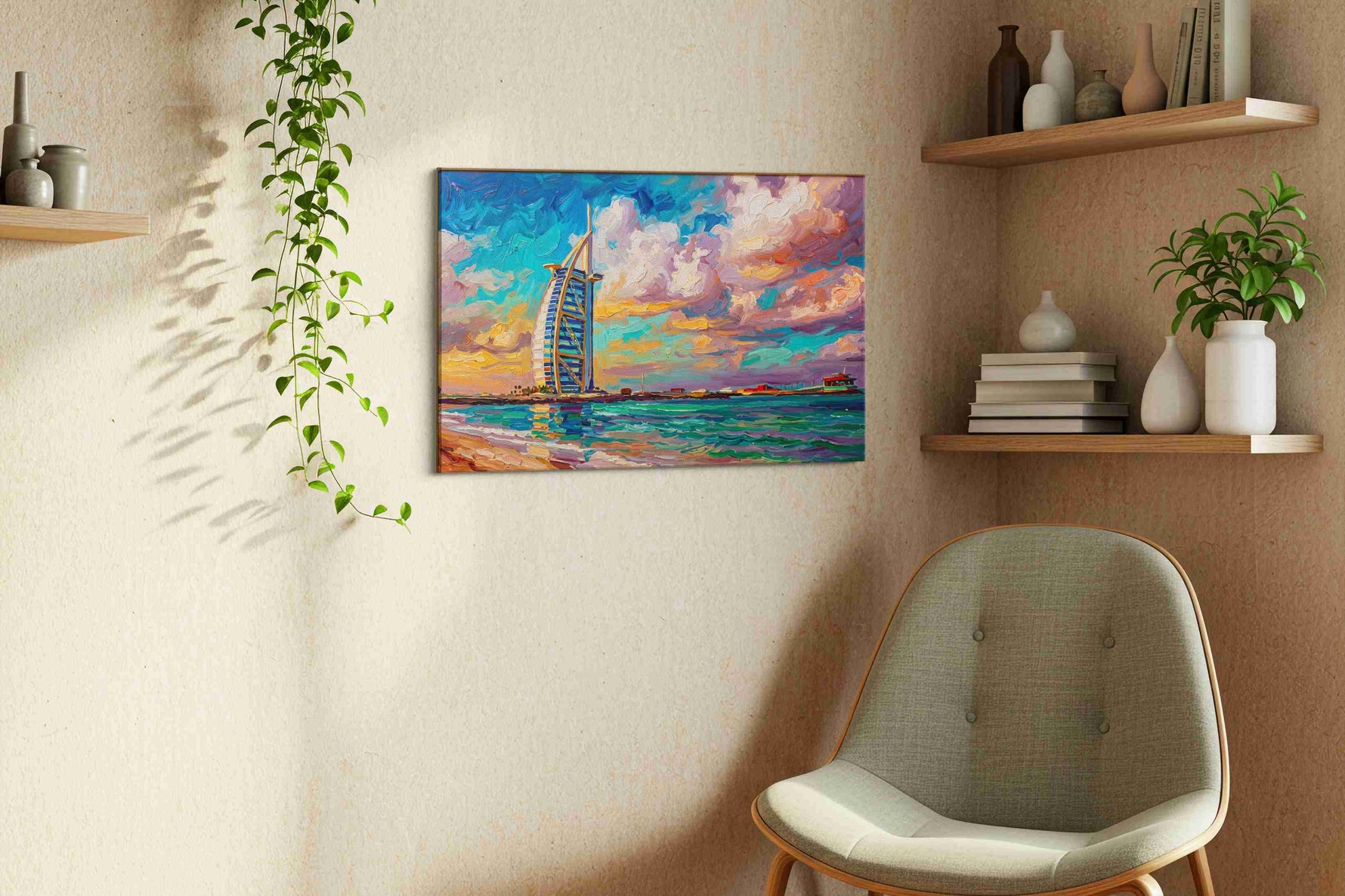 Vibrant Shores of Modern Majesty - Landmark Wall Art, Travel Canvas Print, Famous Places Art