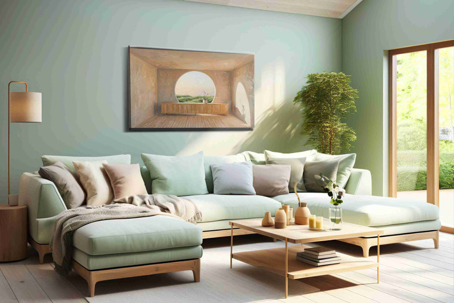Ethereal Horizon Room minimalist canvas print, hanging on wall