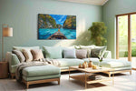 Journey Through Tranquil Waters beach canvas print, hanging on wall