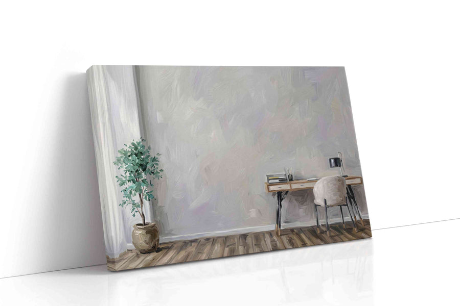 Serene Workspace Harmony minimalist canvas print gallery-wrapped landscape canvas studio shot