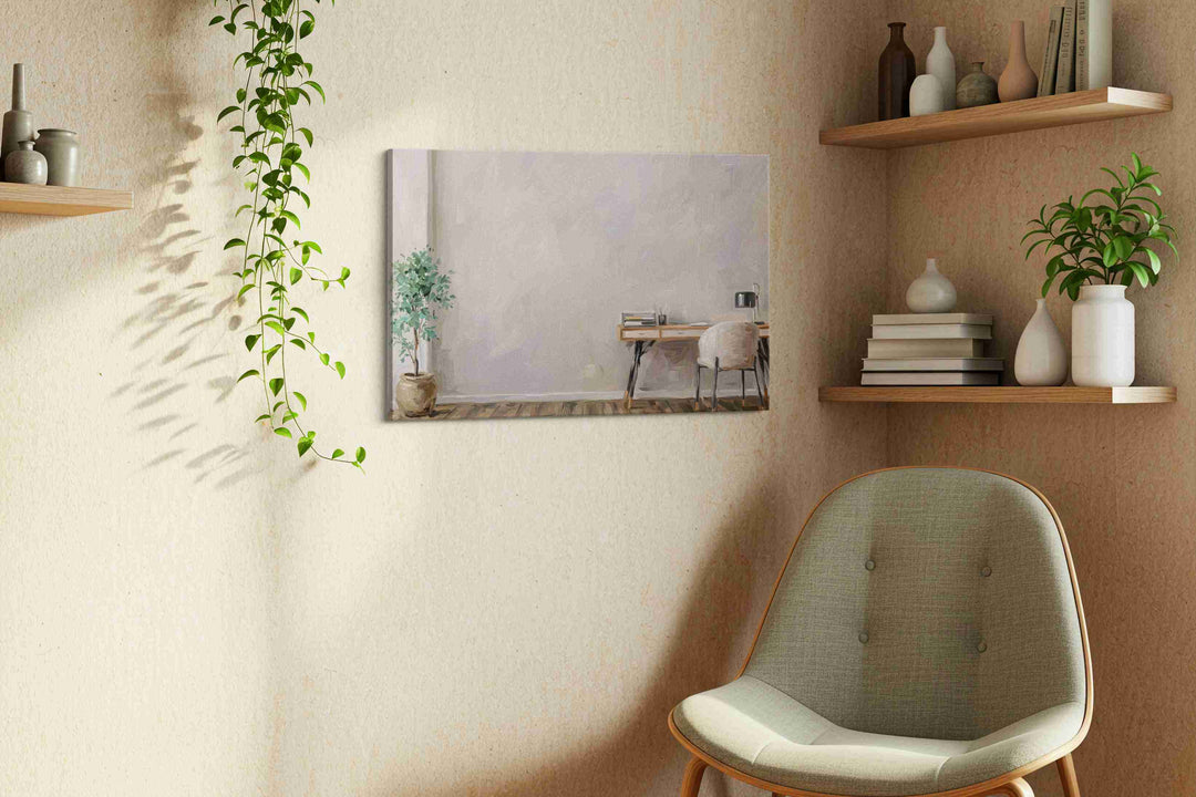 Serene Workspace Harmony - Canvas Wall Art