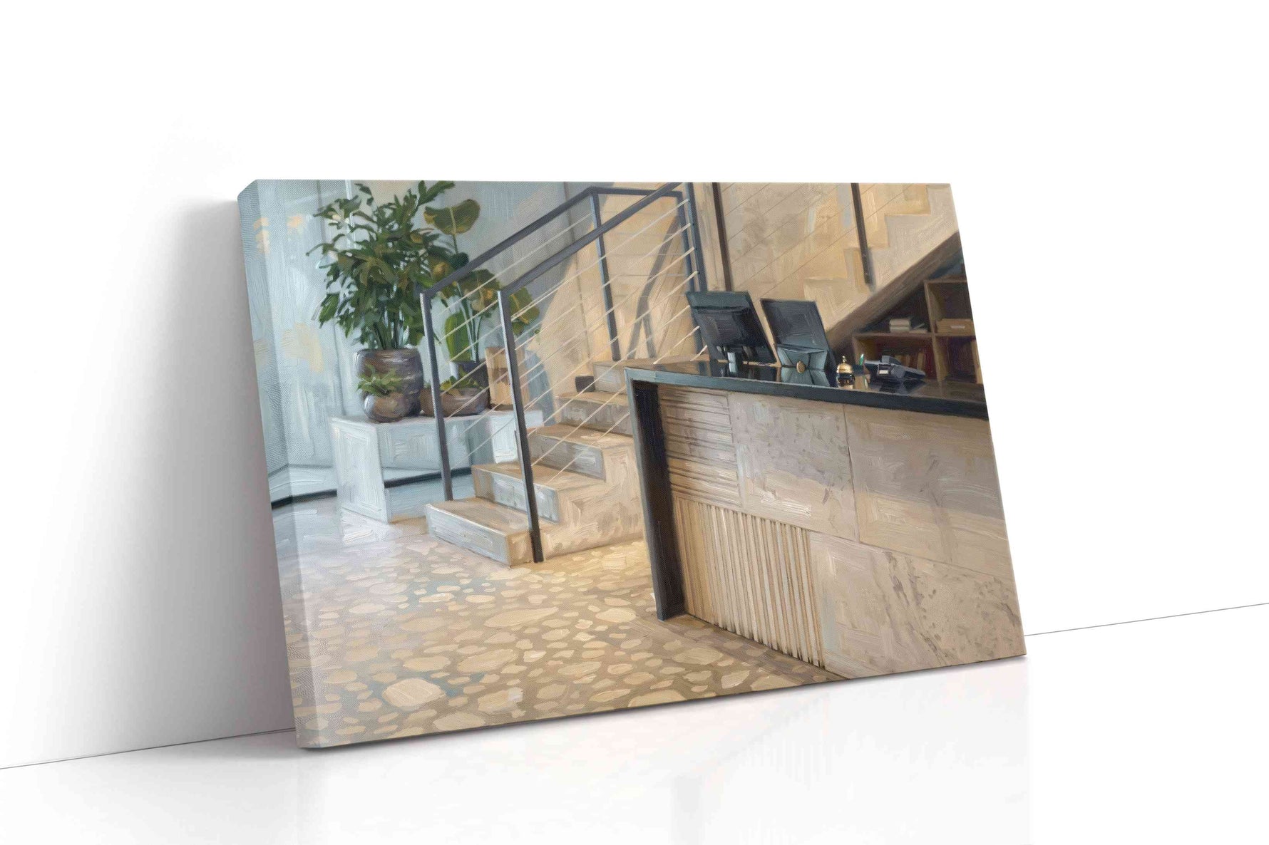 Modern Atrium Serenity minimalist canvas print, gallery-wrapped, ready to hang