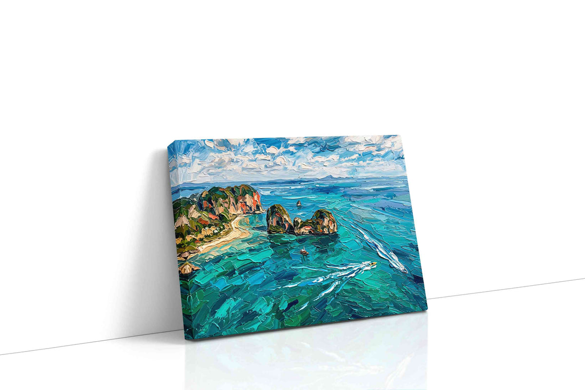 Whispers of the Turquoise Tides beach canvas print gallery-wrapped landscape canvas studio shot