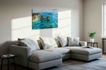 Whispers of the Turquoise Tides beach canvas print styled in a living room