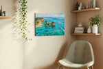 Whispers of the Turquoise Tides beach canvas print, hanging on wall — view 2