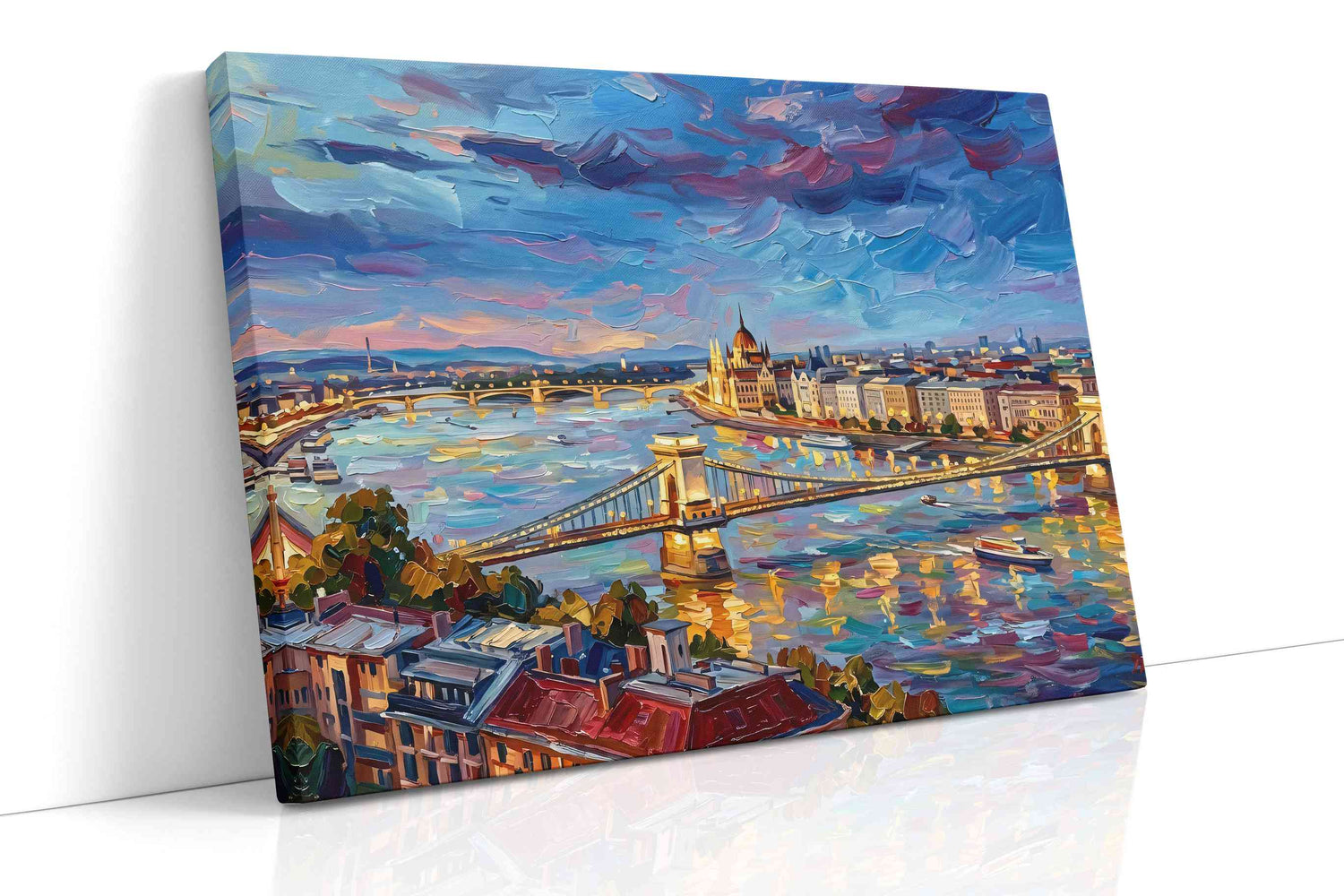 City of Dreams in Watercolor landmarks canvas print, gallery-wrapped, ready to hang