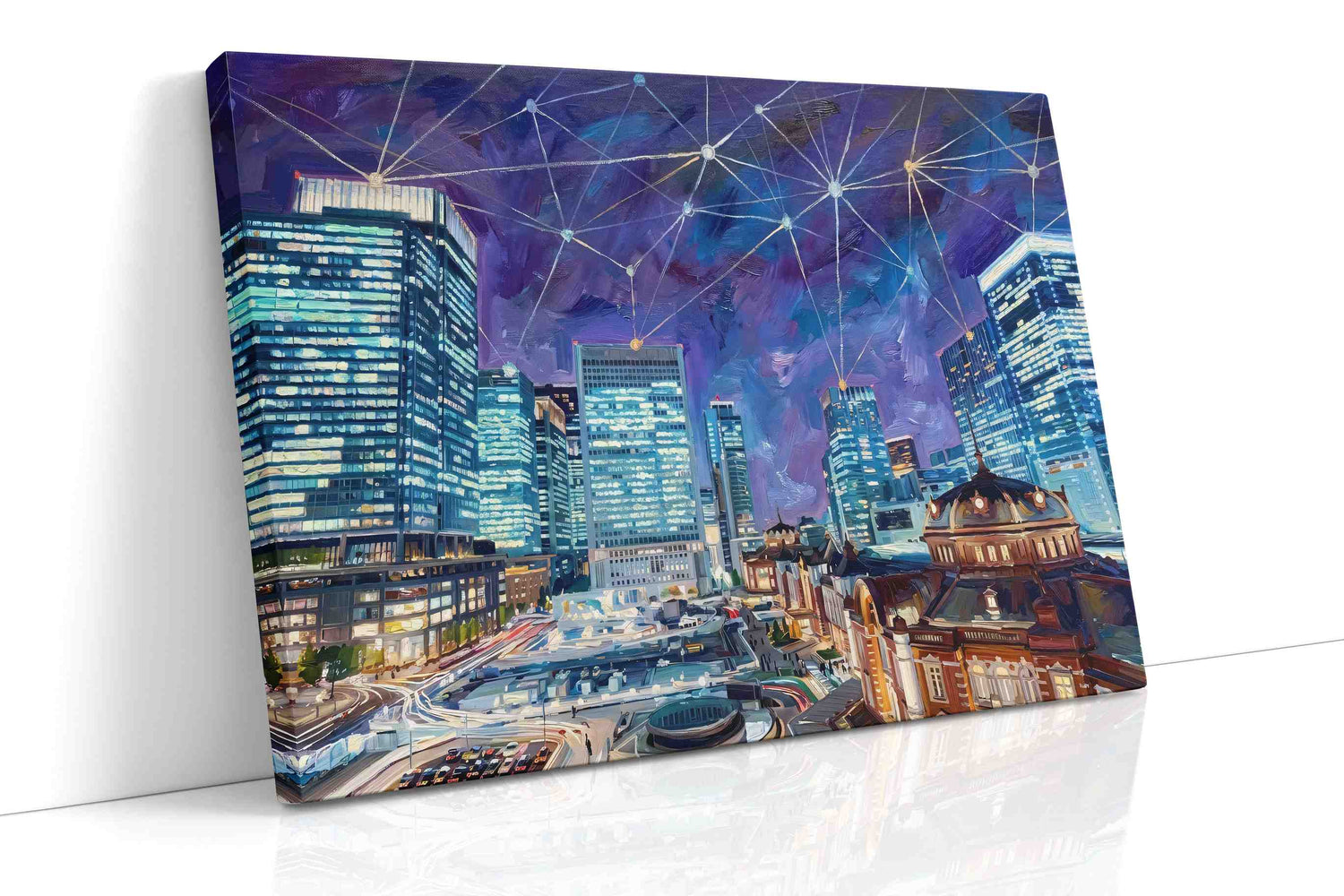 Cosmic City Skies - Landmark, Landmark Wall Art, Travel Canvas Print, Famous Places Art