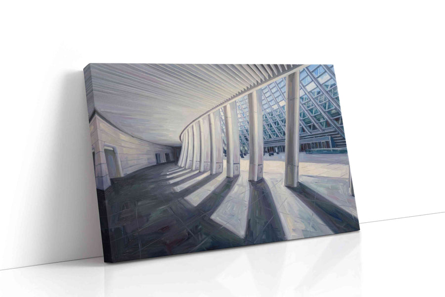Curved Perspectives in Light minimalist canvas print gallery-wrapped landscape canvas studio shot