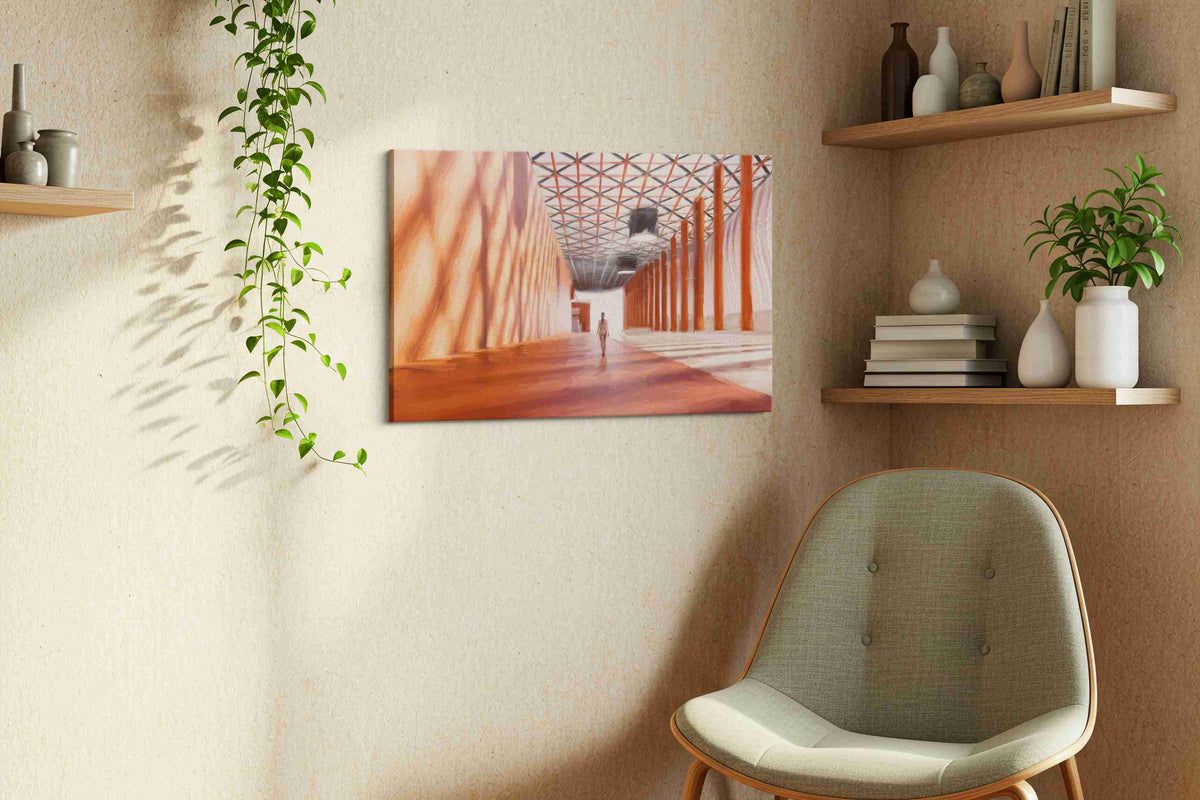 Echoes of Solitude minimalist canvas print in a living room scene