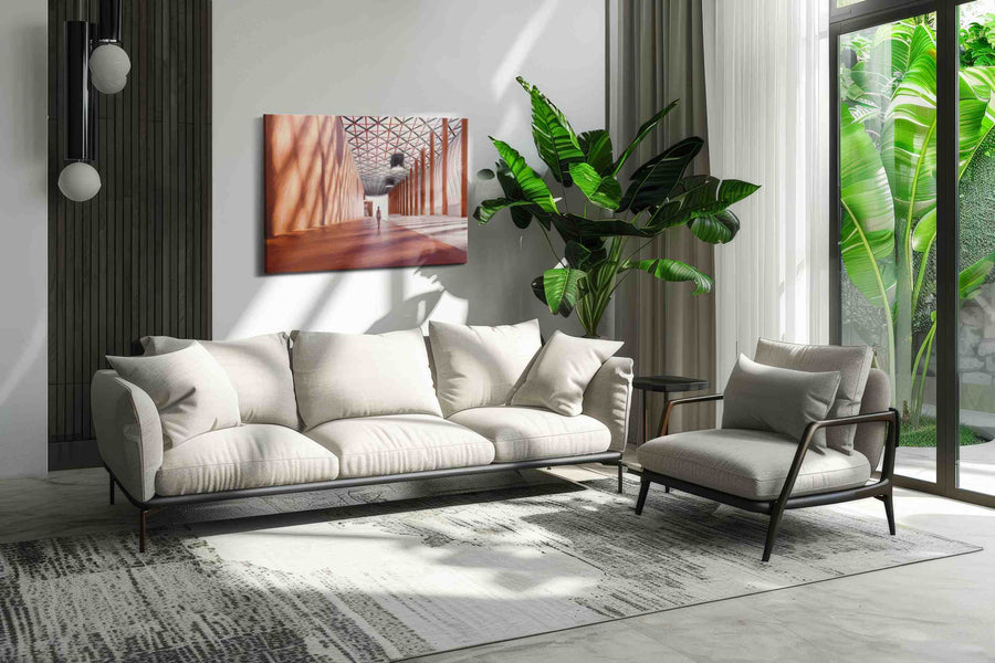 Echoes of Solitude minimalist canvas print, on wall, lifestyle preview