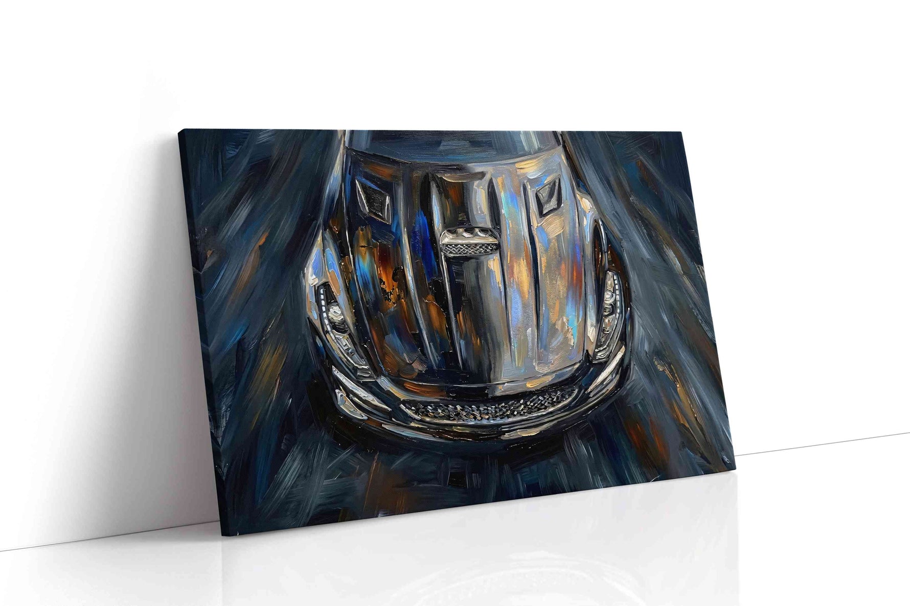 Chrome Symphony Speed and Light automobile canvas print gallery-wrapped landscape canvas studio shot