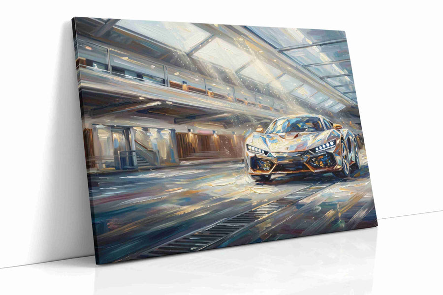 Chrome Velocity Dreamscape automobile canvas print, gallery-wrapped, ready to hang