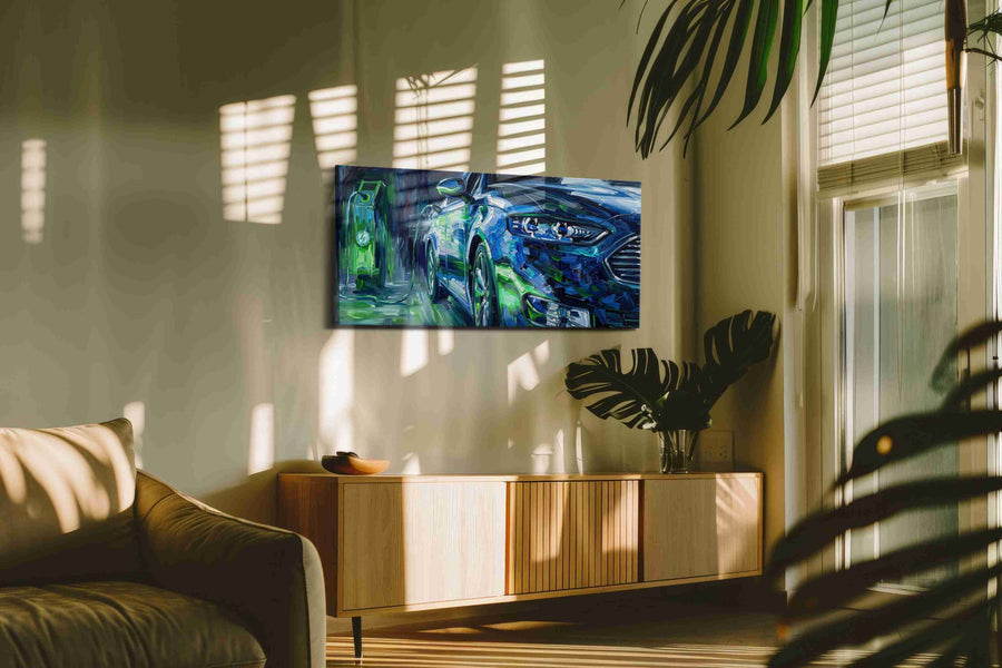 Electric Dreamscape automobile canvas print, on wall, lifestyle preview