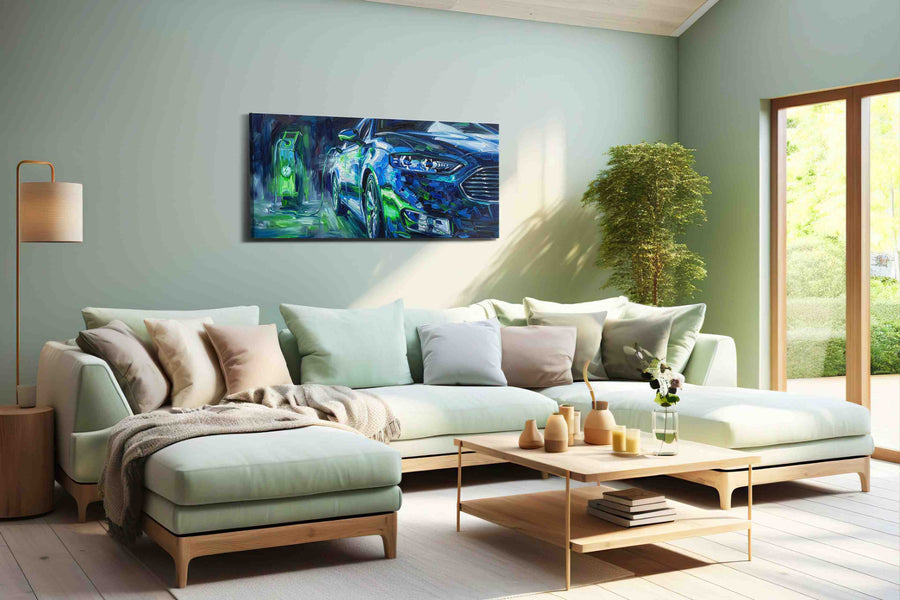Electric Dreamscape automobile canvas print, hanging on wall