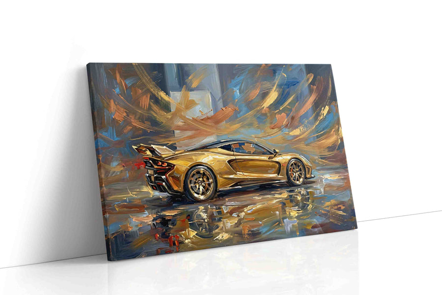 Golden Velocity automobile canvas print gallery-wrapped landscape canvas studio shot
