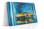 Golden Velocity in Neon Dreams automobile canvas print, gallery-wrapped, ready to hang
