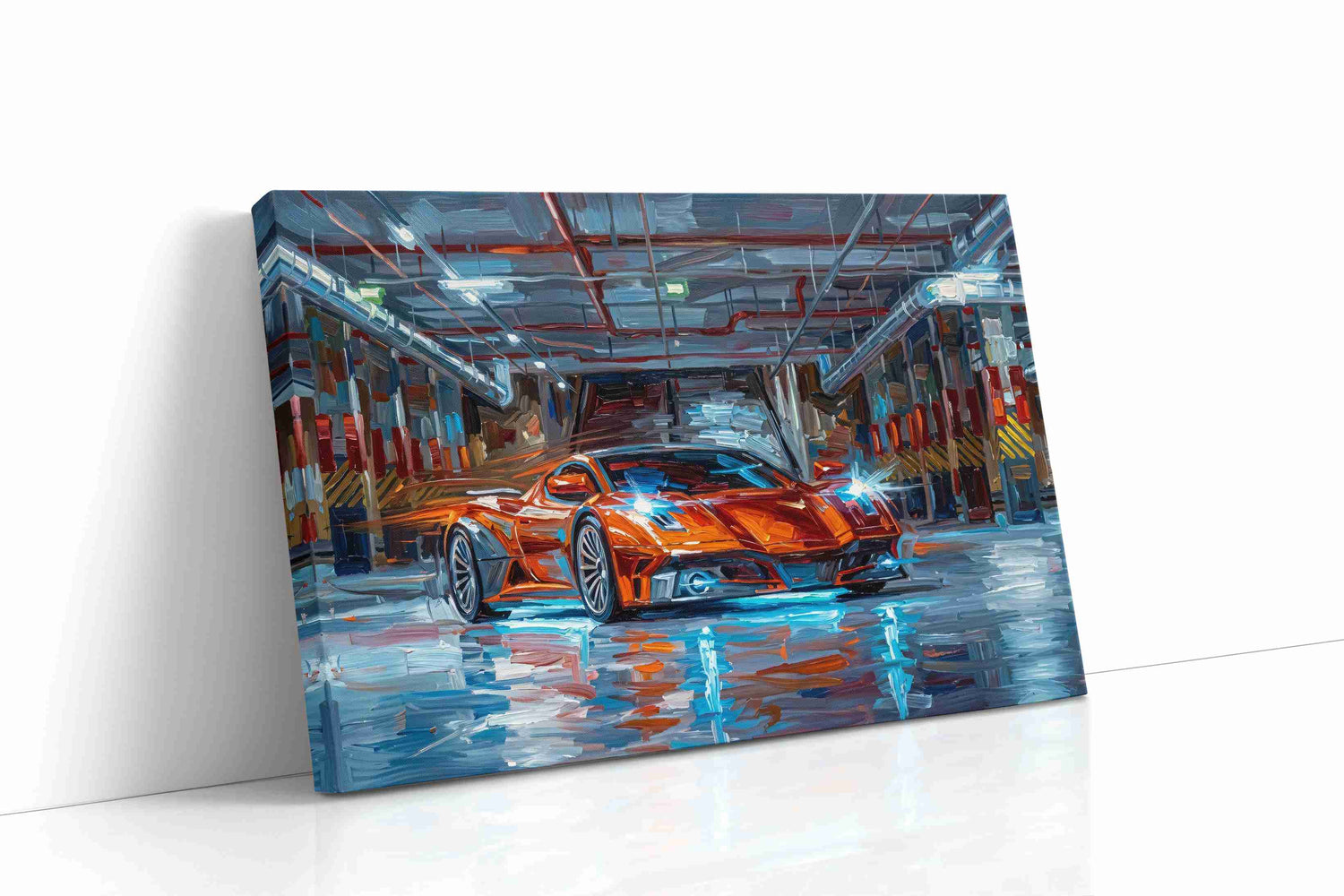 Luminescent Velocity automobile canvas print, gallery-wrapped, ready to hang