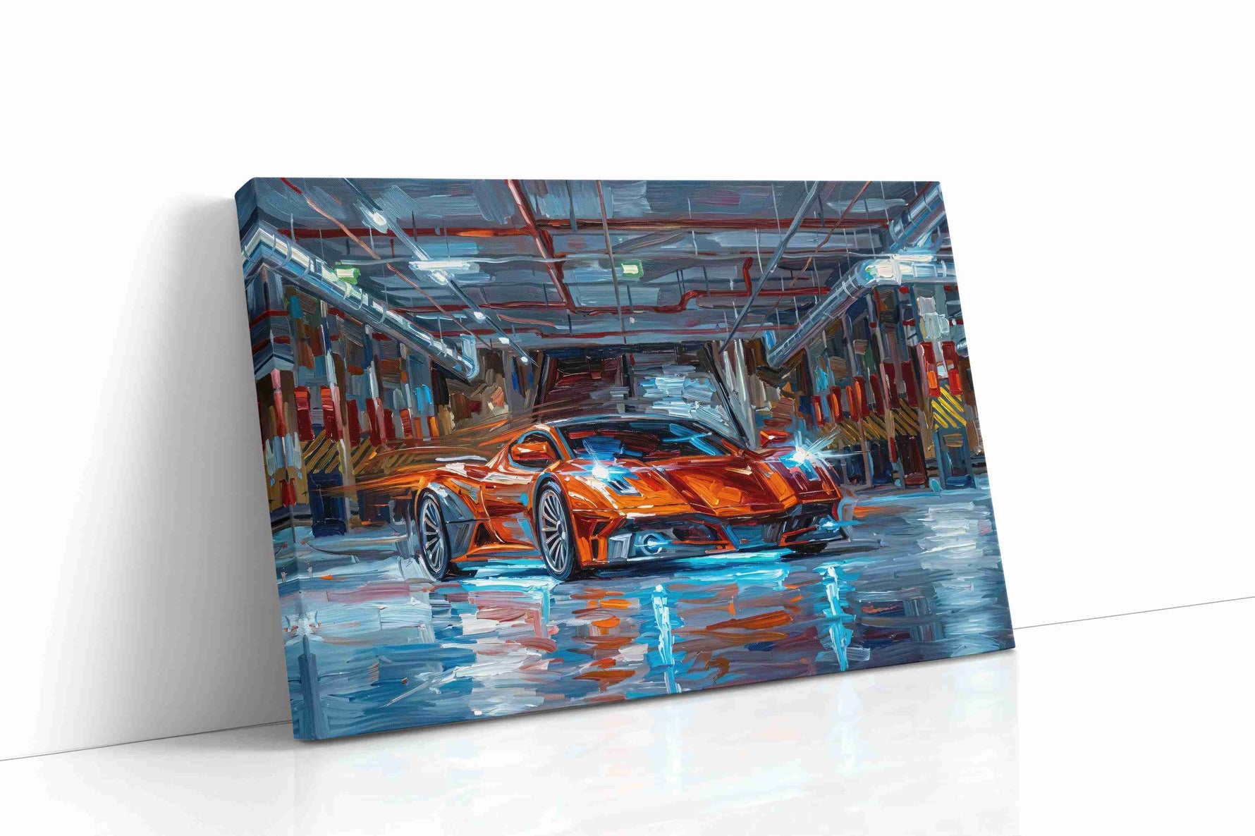 Luminescent Velocity automobile canvas print, gallery-wrapped, ready to hang