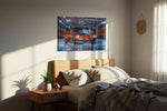 Luminescent Velocity automobile canvas print, displayed in a bedroom