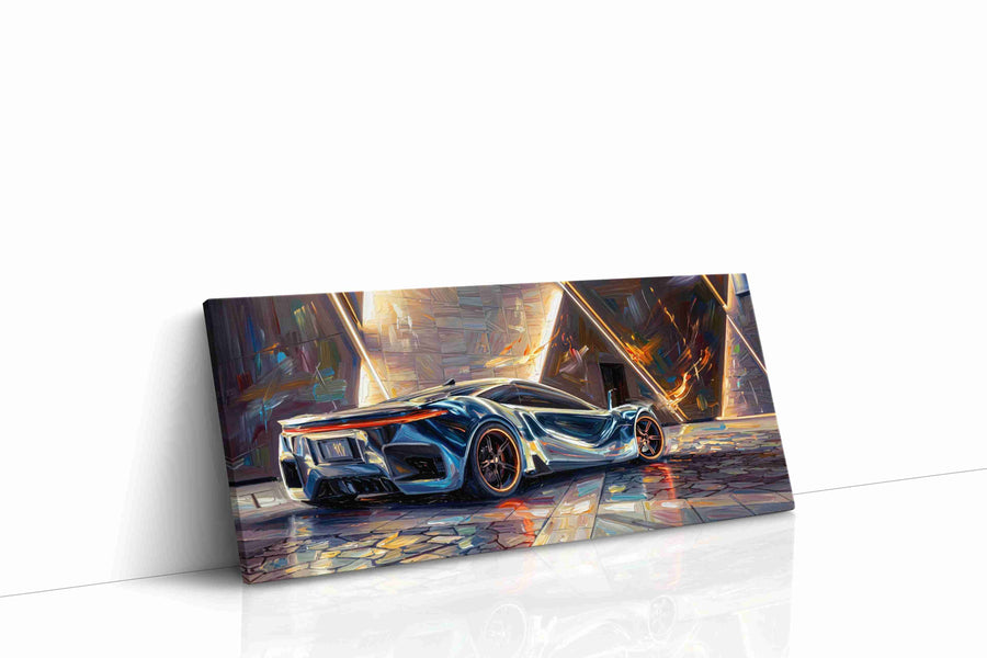Neon Velocity automobile canvas print, gallery-wrapped, ready to hang
