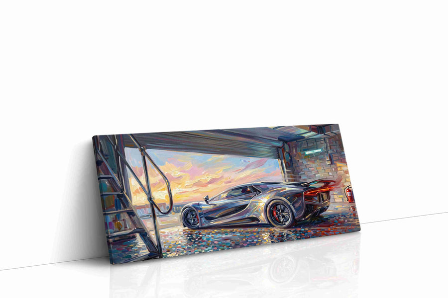 Sunset Speed Symphony automobile canvas print, gallery-wrapped, ready to hang