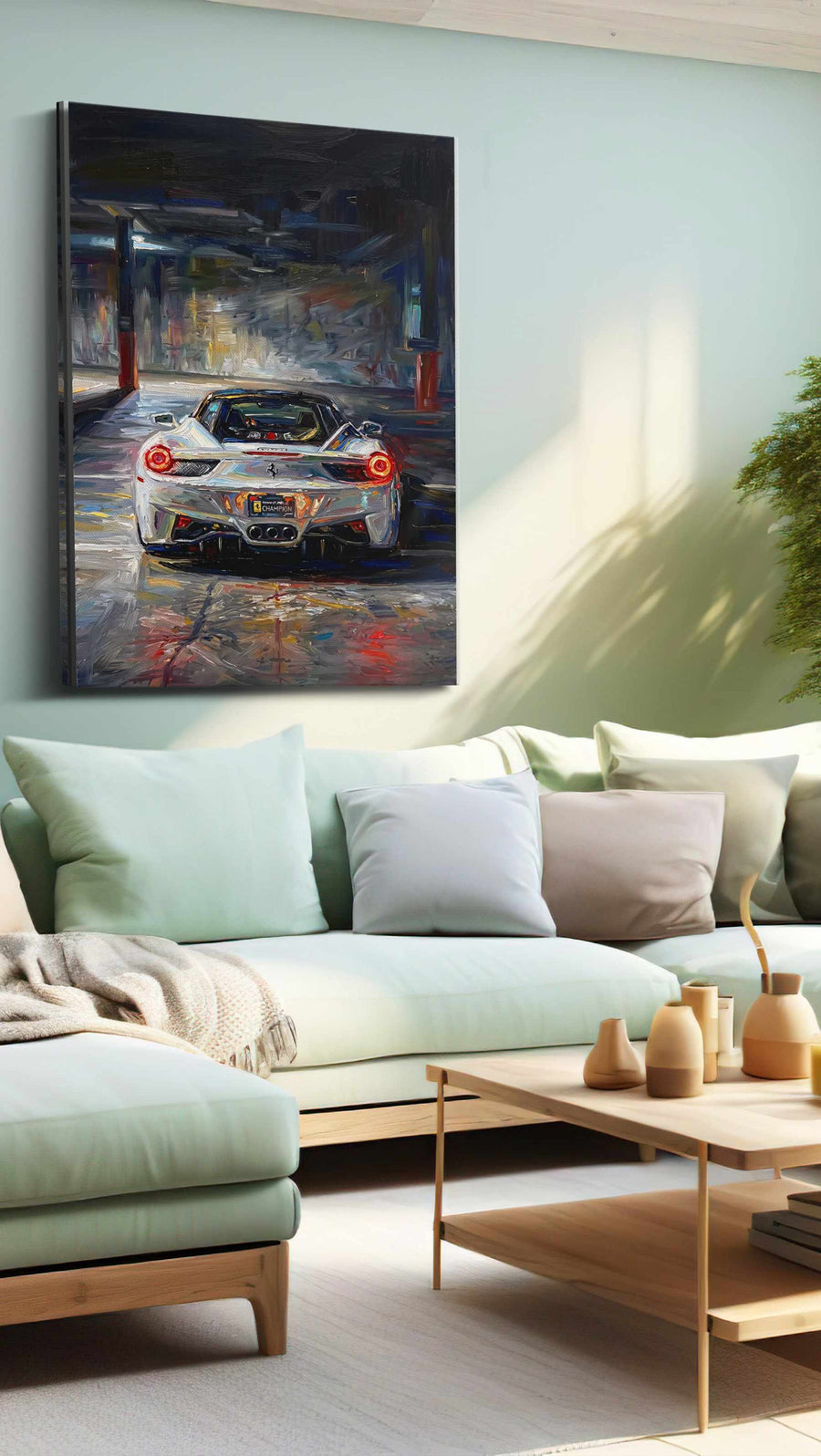 Twilight Speedscape automobile canvas print, hanging on wall