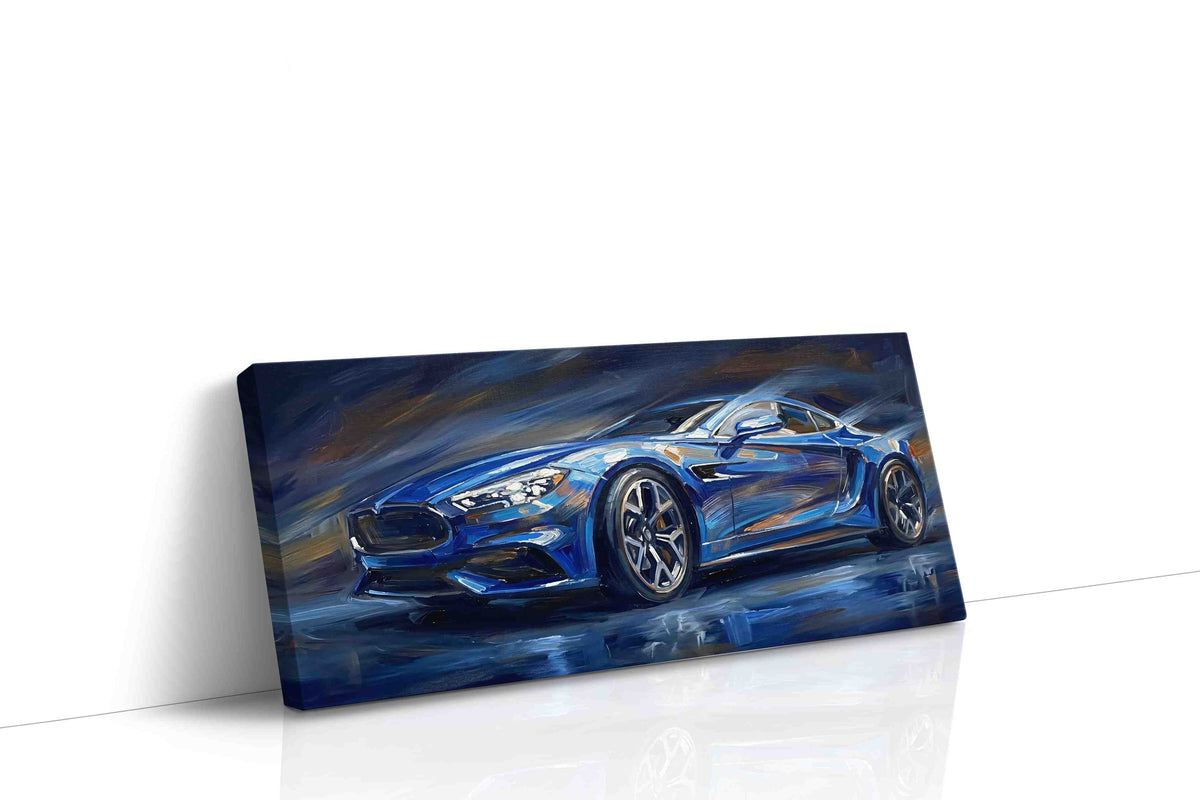 Velocity in Blue automobile canvas print gallery-wrapped landscape canvas studio shot