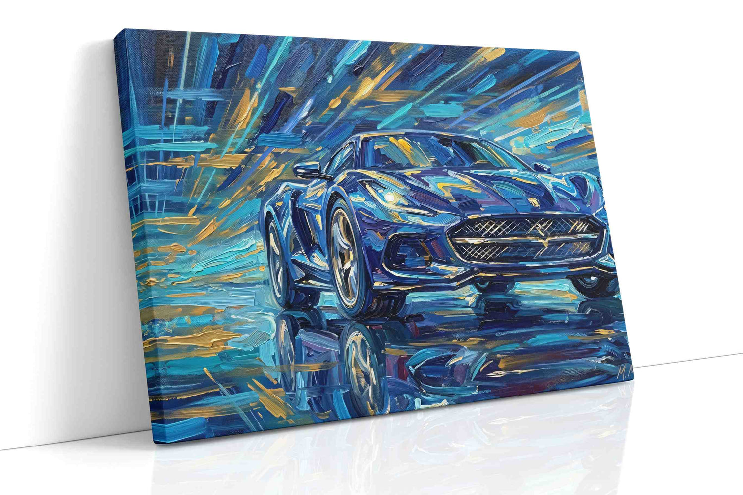 Velocity in Blue II automobile canvas print, gallery-wrapped, ready to hang