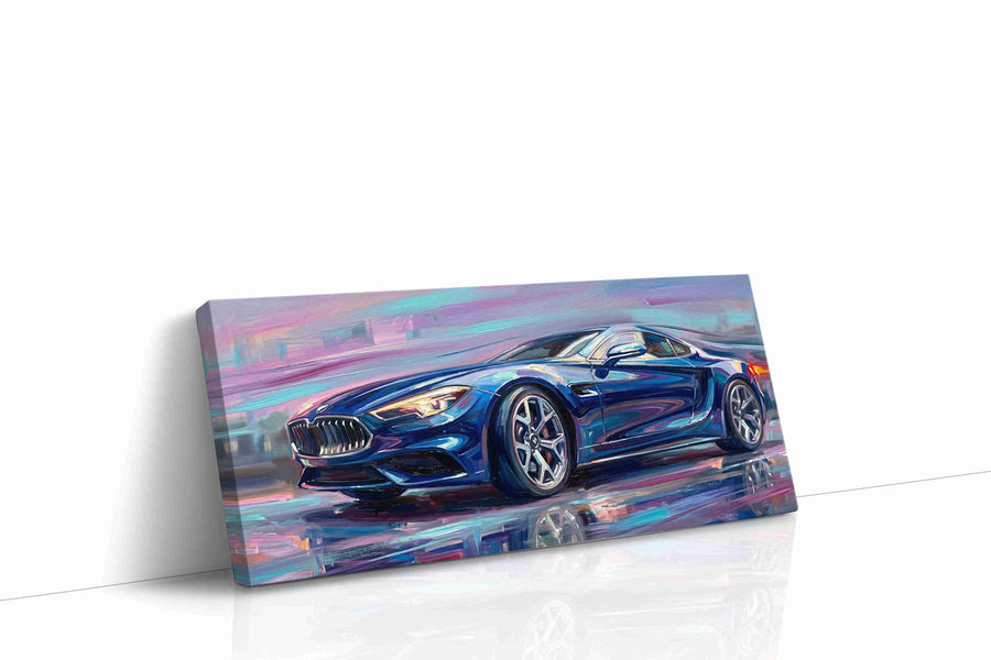 Velocity in Blue III automobile canvas print gallery-wrapped landscape canvas studio shot