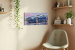 Velocity in Blue III automobile canvas print in a living room scene