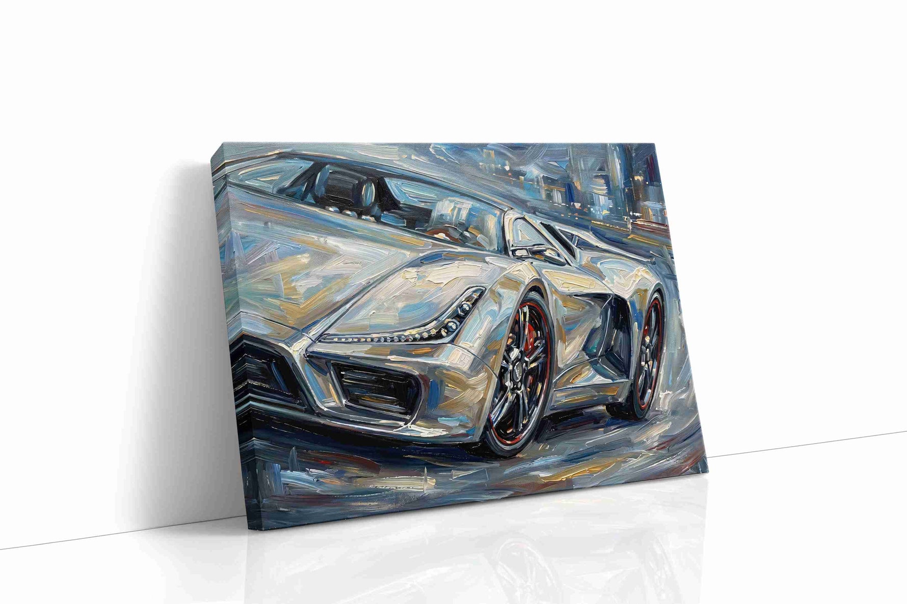Velocity in Brushstrokes automobile canvas print gallery-wrapped landscape canvas studio shot