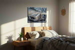 Velocity in Brushstrokes automobile canvas print, displayed in a bedroom