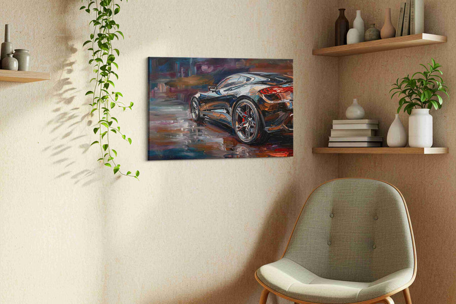 Velocity in Brushstrokes II automobile canvas print, hanging on wall — view 2