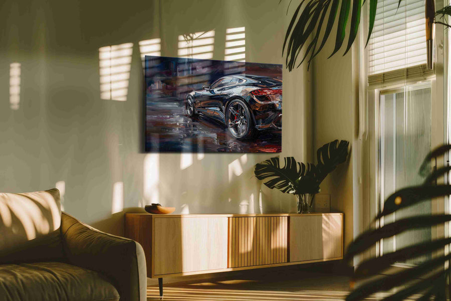 Velocity in Brushstrokes II automobile canvas print, hanging on wall
