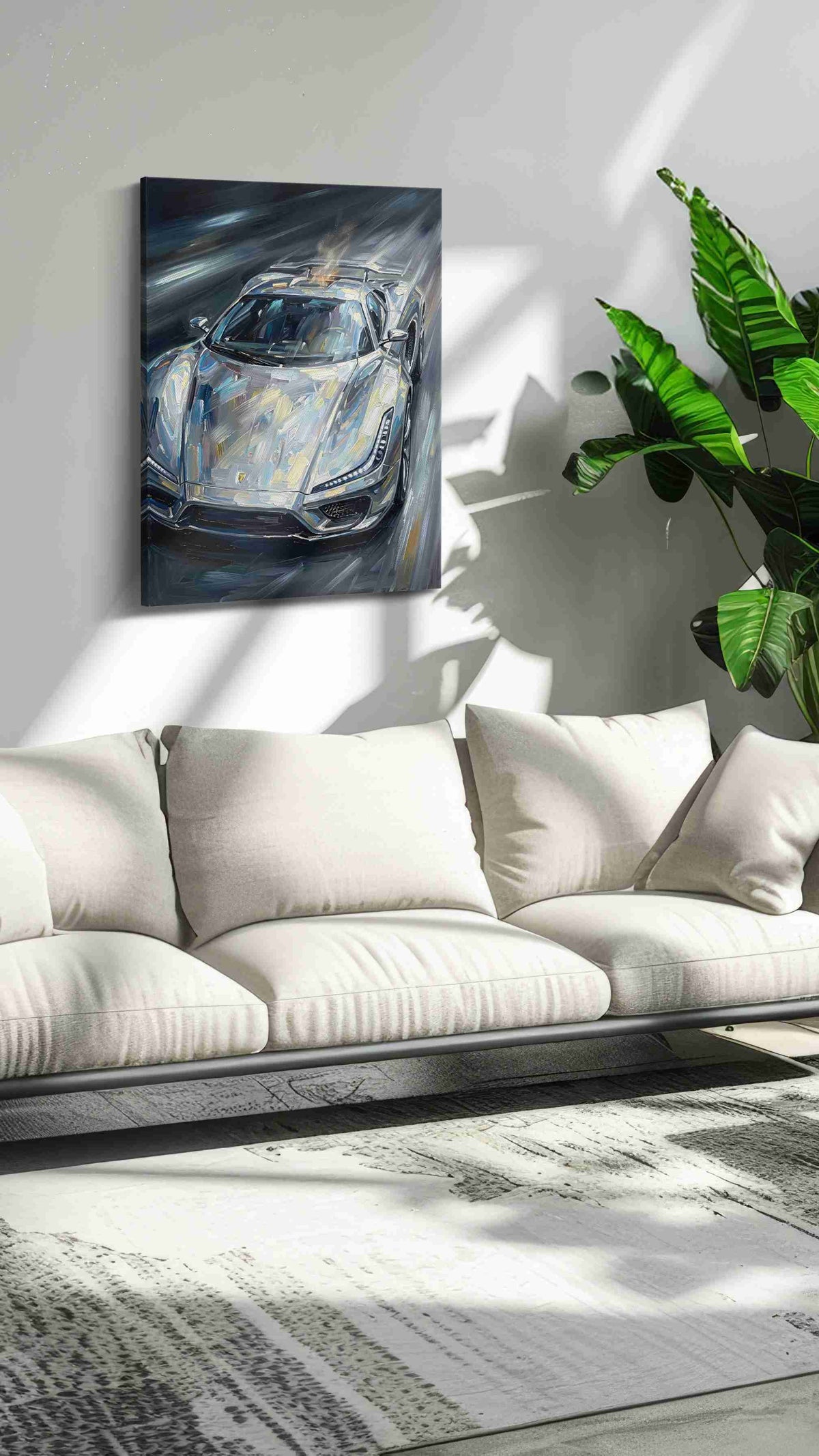 Velocity in Chrome automobile canvas print, on wall, lifestyle preview