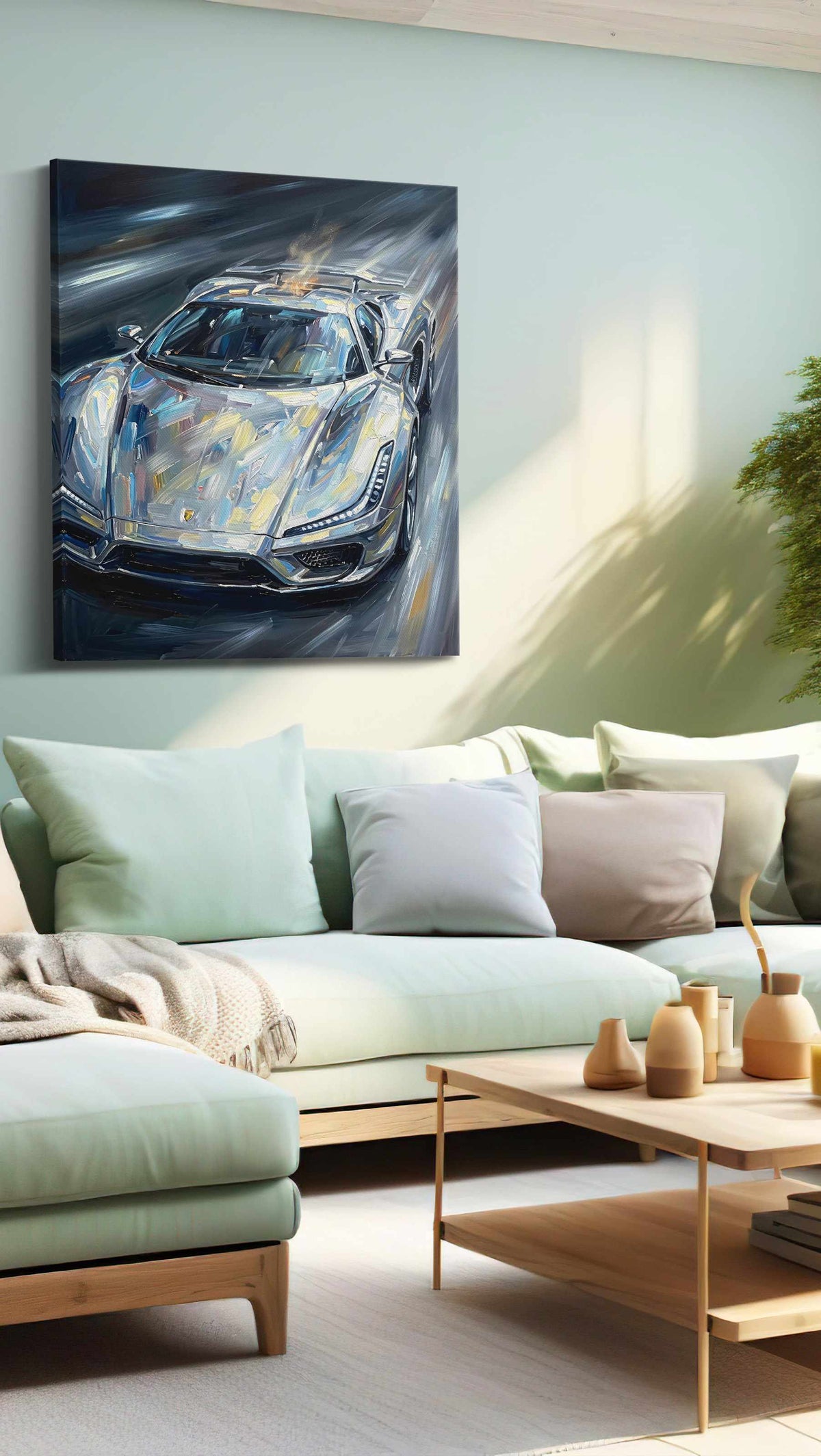 Velocity in Chrome automobile canvas print, hanging on wall