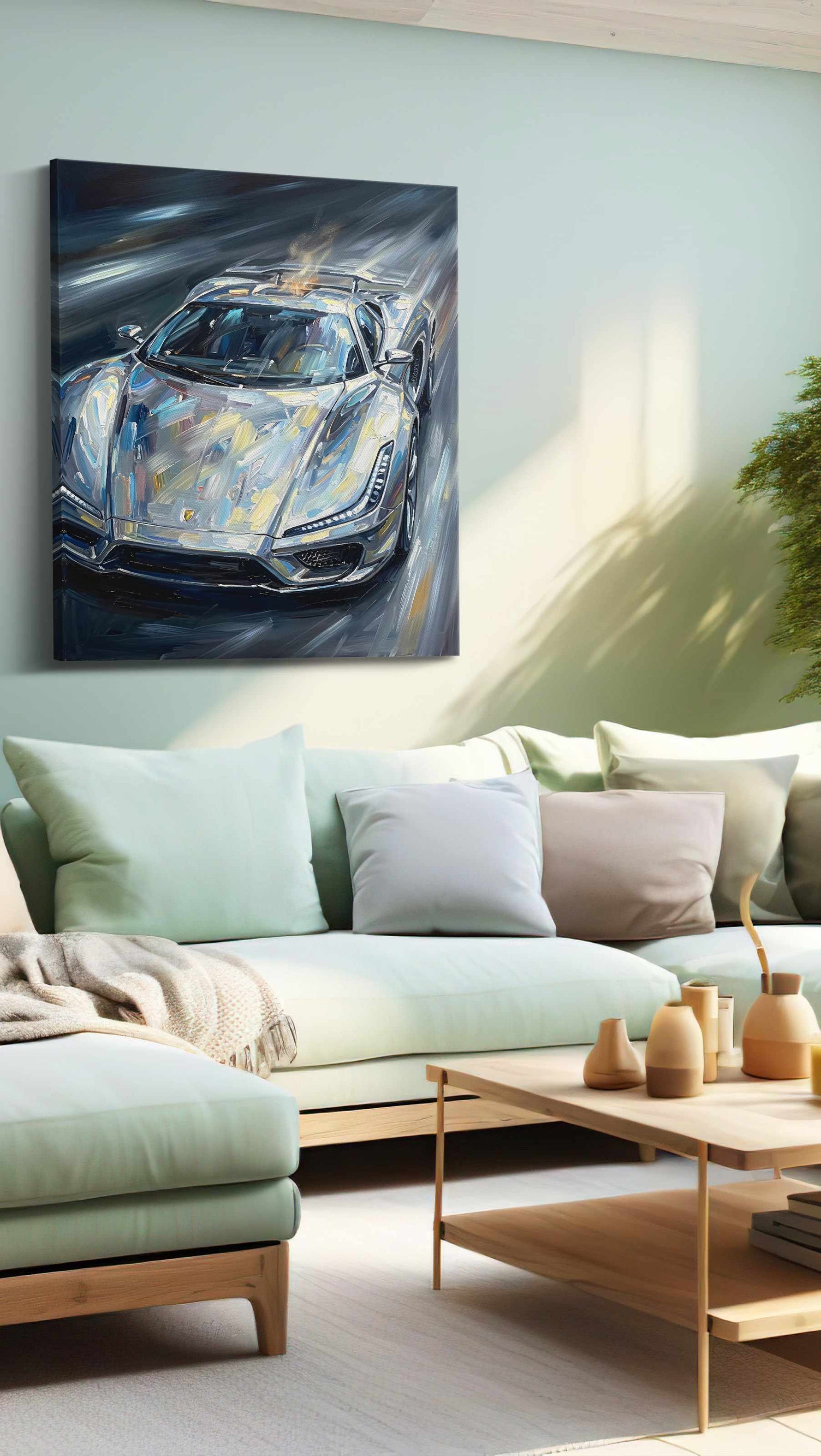Velocity in Chrome automobile canvas print, hanging on wall