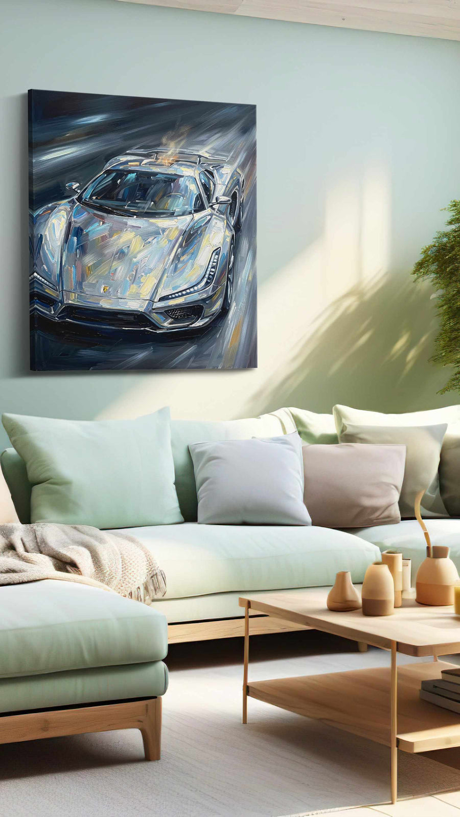 Velocity in Chrome automobile canvas print, hanging on wall